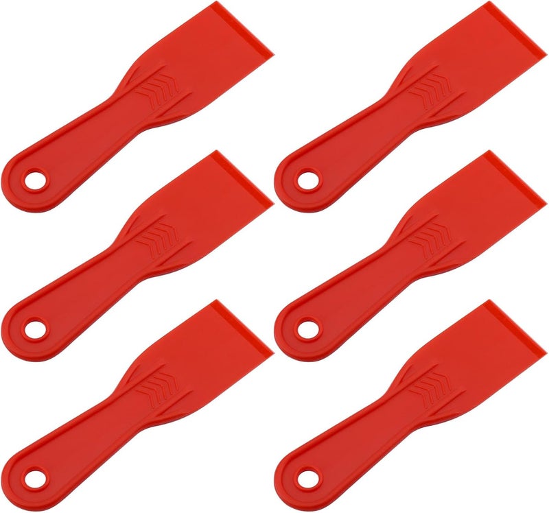 OXDFK 6 PCS Plastic Putty Knife, 2 Inch Black Flexible Putty Knife Scraper, Used for Repairing Walls, Pasting Plaster, Scraping Putty Plastic Putty Knife Scraper (Red) - Image 1